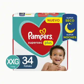 Walmart Pañales Pampers Supersec Plus Xxg 34 Un oferta