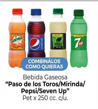 La Anonima Paso de los Toros/Mirinda/Pepsi/Seven Up Bebida Gaseosa pet x 250cc. c/u oferta