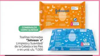 La Anonima Johnson's Toallas Húmedas Limpieza y Suavidad/de la Cabeza a los Pies x 44 unid. c/u oferta