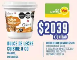 Supermercados Vea Cuisine & Co dulce de leche clásico, pot oferta