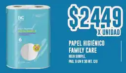 Supermercados Vea Family care papel higiénico hoja simple, oferta