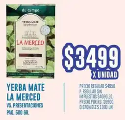 Supermercados Vea La merced yerba mate vs. presentaciones paq. oferta
