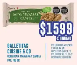 Supermercados Vea Cuisine & Co galletitas con avena, manzana y canela, paq. oferta