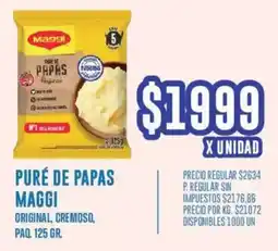 Supermercados Vea Maggi puré de papas original, cremoso, paq oferta