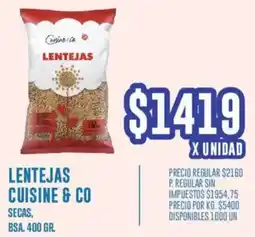 Supermercados Vea Cuisine & Co lentejas secas, bsa. oferta
