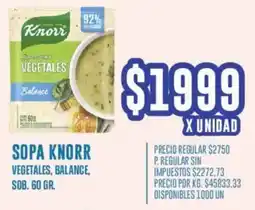 Supermercados Vea Knorr sopa vegetales, balance, sob. oferta