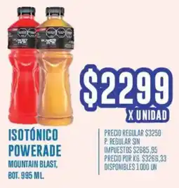 Supermercados Vea Powerade isotónico mountain blast, bot. oferta