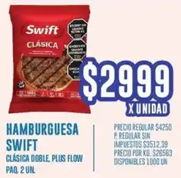 Supermercados Vea Swift hamburguesa clásica doble, plus flow paq. oferta