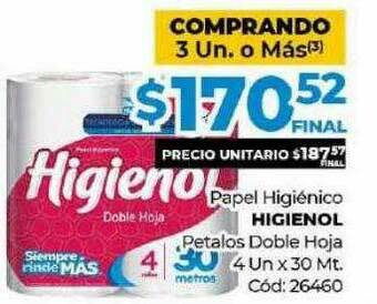 Diarco Papel Higiénico Higienol Petalos Doble Hoja oferta