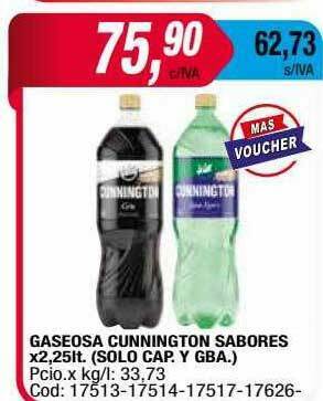 Maxiconsumo Gaseosa Cunnington Sabores oferta
