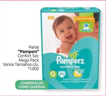 Pampers Confort Sec Mega Pack Pañal varios tamaños c/u.