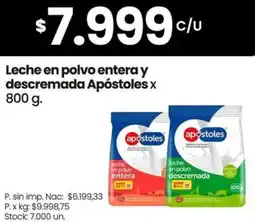 Changomas Apóstoles leche en polvo entera y descremada oferta