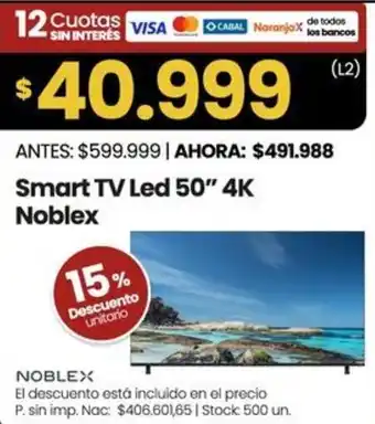 Noblex smart tv led 50"