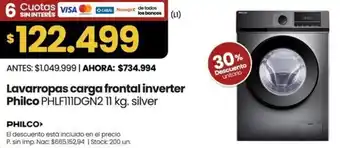 Philco lavarropas carga frontal inverter