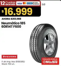 Changomas Neumático 185 60R14T F600 oferta