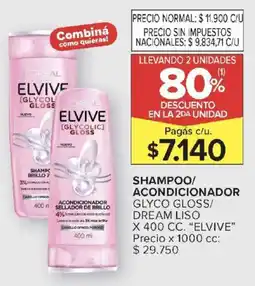 Carrefour Elvive shampoo/ acondicionador glyco gloss/ dream liso oferta
