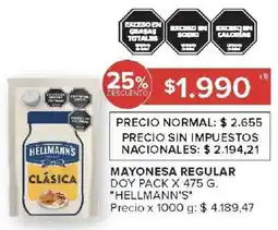 Carrefour Hellmann's mayonesa regular doy pack oferta