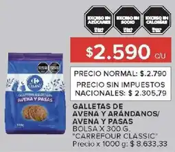 Carrefour Carrefour classic galletas de avena y arándanos/ avena y pasas bolsa oferta