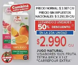 Carrefour Carrefour extra jugo natural v/sabores 100% fruta tetra brick oferta