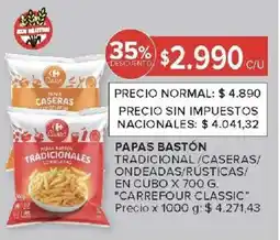 Carrefour Carrefour classic papas bastón tradicional/caseras/ ondeadas/rústicas/ en cubo oferta