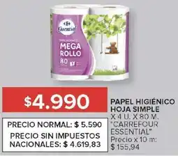 Carrefour Carrefour essential papel higiénico hoja simple oferta