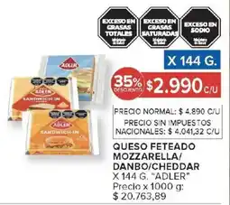 Carrefour Adler queso feteado mozzarella/ danbo/cheddar oferta