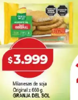 Supermayorista Vital Granja del sol milanesas de soja original oferta