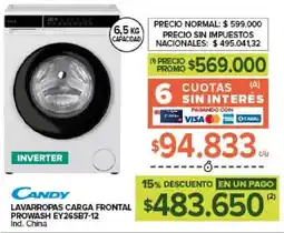 Carrefour Candy lavarropas carga frontal prowash EY26SB7-12 oferta