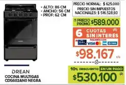 Carrefour Drean cocina multigas CD5602ANO negra oferta