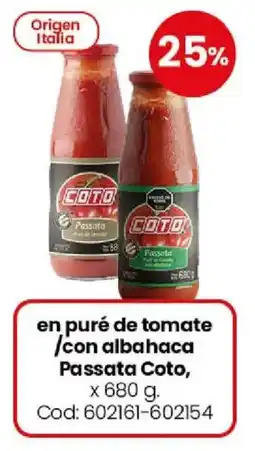 Coto Coto en puré de tomate /con albahaca passata oferta