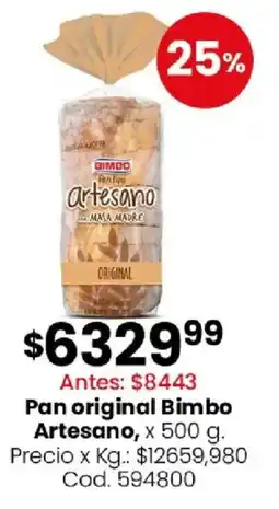 Coto Artesano pan original bimbo oferta