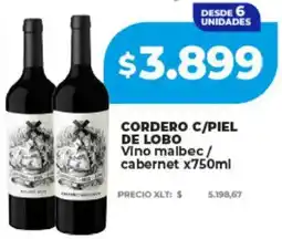 Supermayorista Vital Cordero c/piel de lobo vino malbec / cabernet oferta