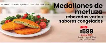 Medallones de merluza rebozados varios sabores congelados