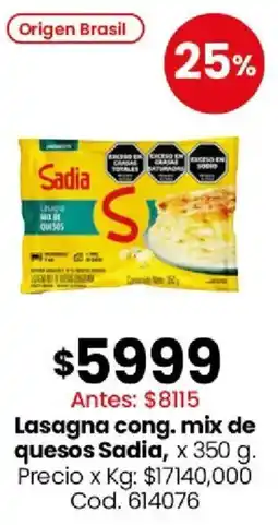 Coto Sadia lasagna cong. mix de quesos oferta