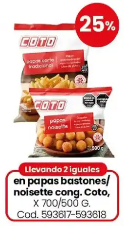 Coto Coto en papas bastones/ noisette cong. oferta