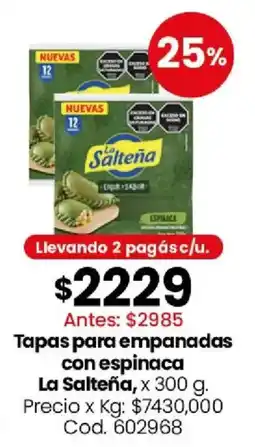 Coto La salteña tapas para empanadas con espinaca oferta