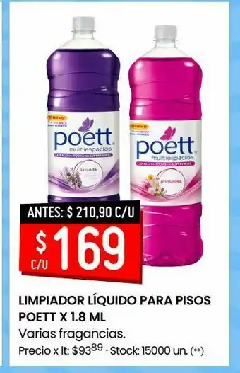 Changomas Limpiador líquido para pisos poett x 1.8 ml oferta