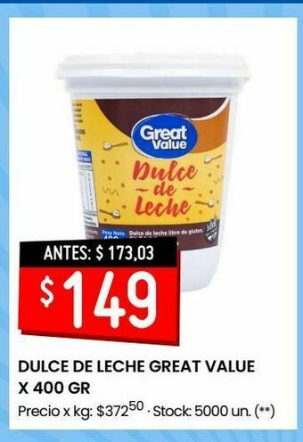 Changomas Dulce de leche great value x 400 gr oferta