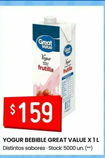 Changomas Yogur bebible great value x 1 l oferta