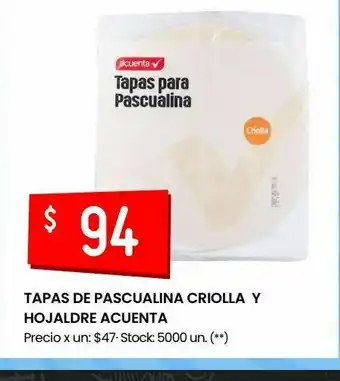 Changomas Tapas de pascualina criolla y hojaldre acuenta oferta