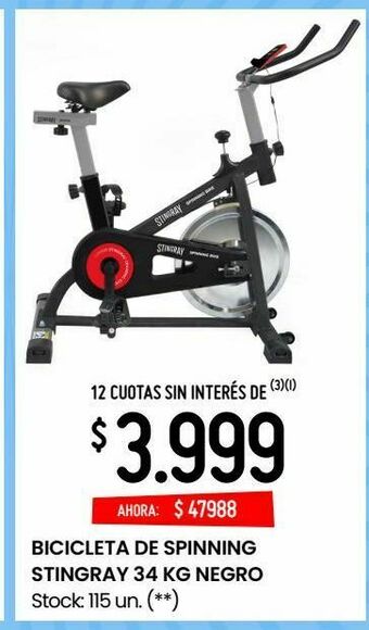 Changomas Bicicleta de spinning stingray 34 kg negro oferta