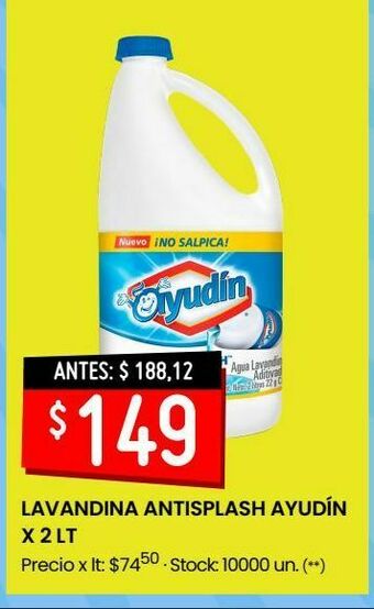 Walmart Lavandina antisplash ayudin x 2 l oferta