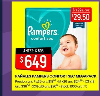 Walmart Pañales pampers confort sec megapack oferta