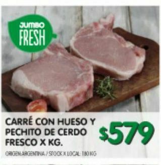 Jumbo Carré con hueso y pechito de cerdo fresco kg oferta