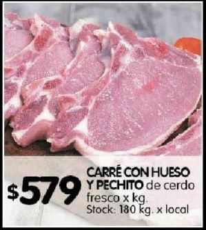 Disco Carré con hueso y pechito de cerdo fresco kg oferta