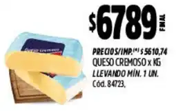 Supermercados Yaguar Queso cremoso oferta