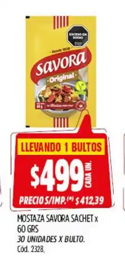 Supermercados Yaguar Savora mostaza sachet oferta