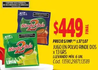 Supermercados Yaguar Rinde dos jugo en polvo oferta