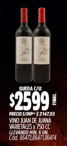 Supermercados Yaguar Juan de juana vino varietales oferta