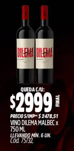 Supermercados Yaguar Dilema vino malbec oferta